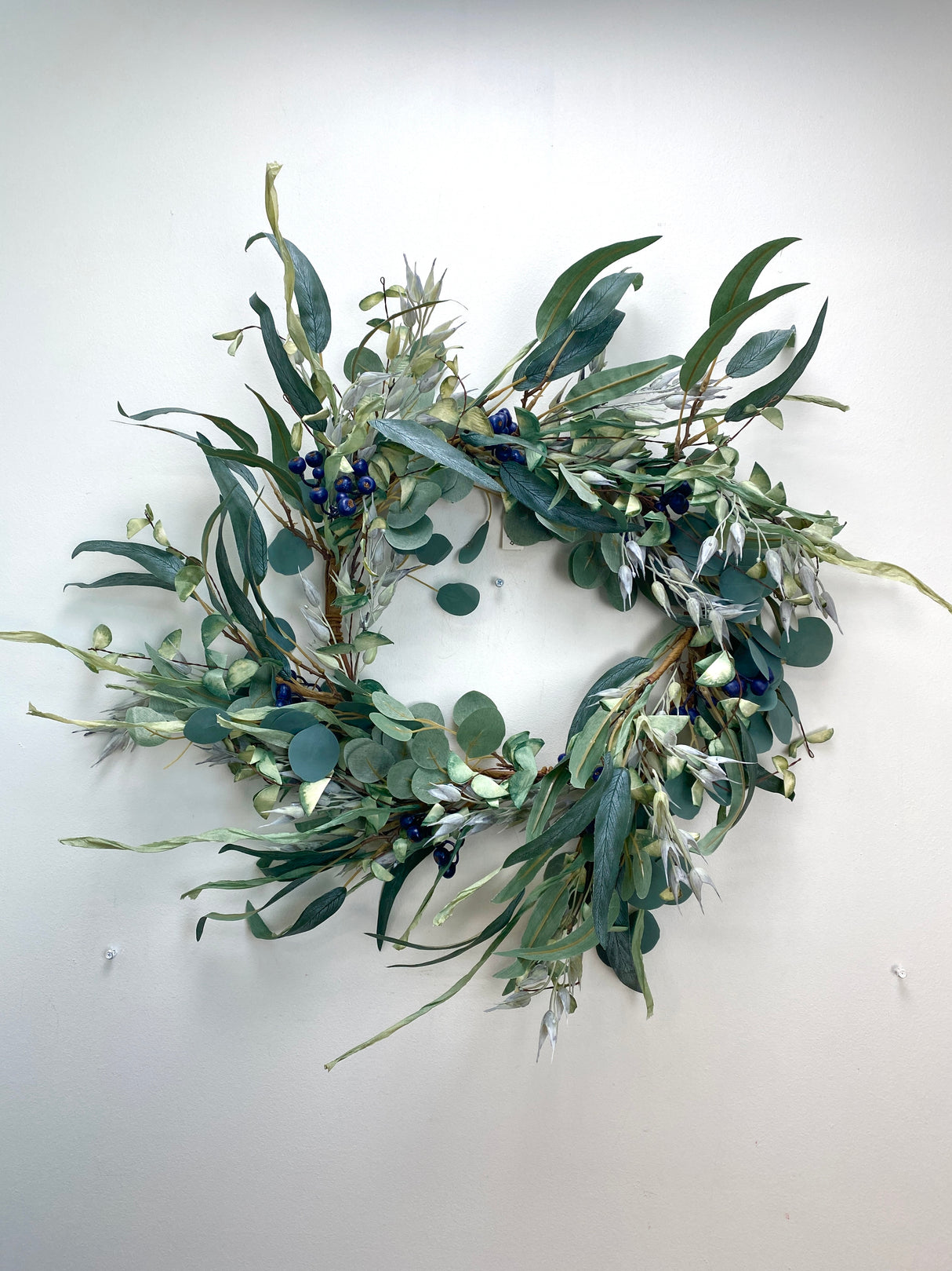24" Eucalyptus Oats & Blueberry Wreath