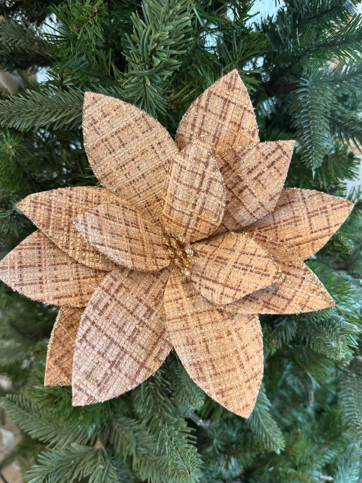 Natural Plaid Poinsettia Stem