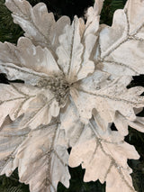 Platinum Velvet Glitter Poinsettia Stem