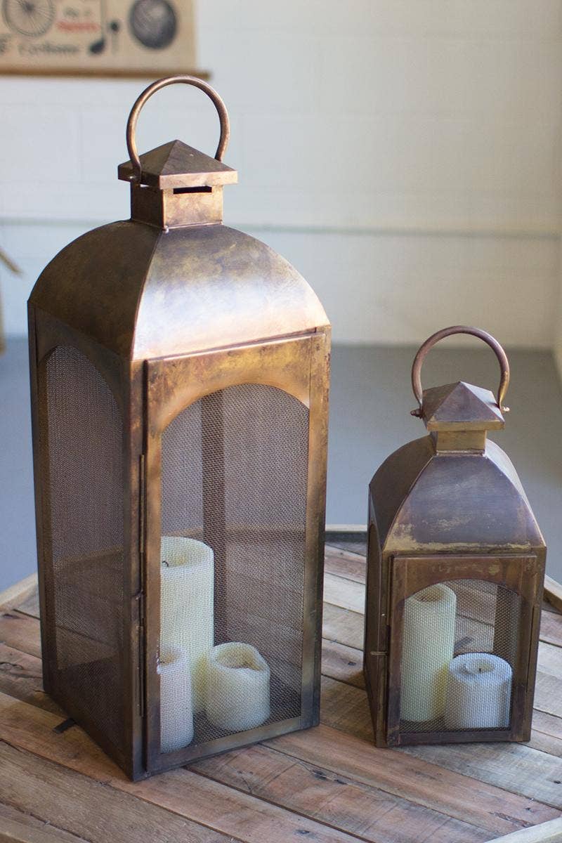 Antique Bronze Screened Lantern - 2 Sizes