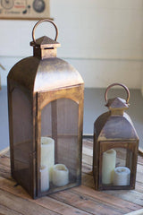 Antique Bronze Screened Lantern - 2 Sizes