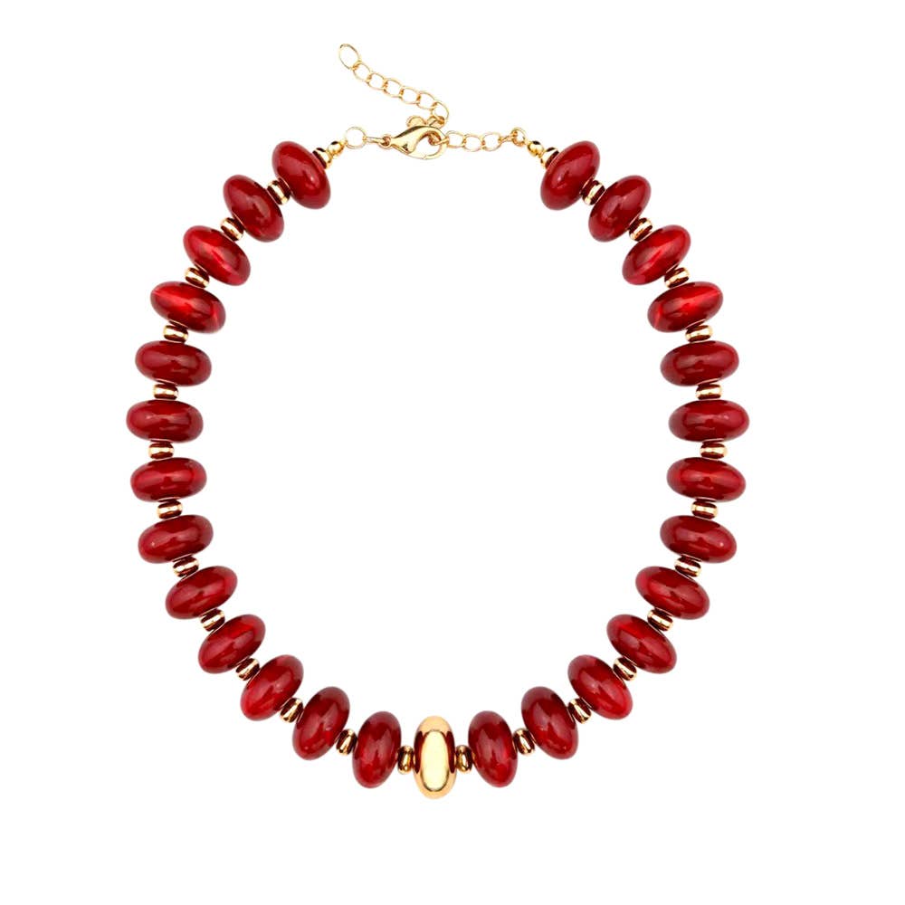 Evan Chunky Maroon Beaded Necklace