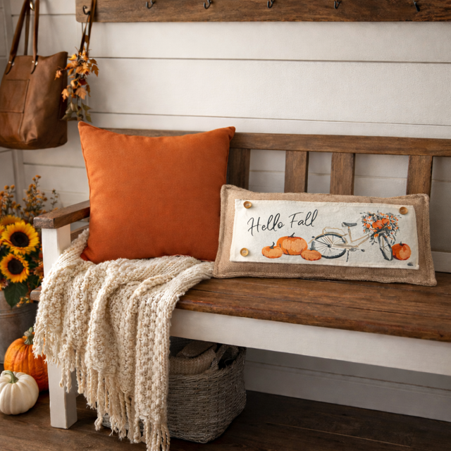 Vintage Fall Bike Interchangeable Pillow Panel