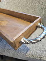 Mango Wood Tray w/ Aluminum Handles