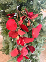 Red Glamour Velvet Eucalyptus Spray