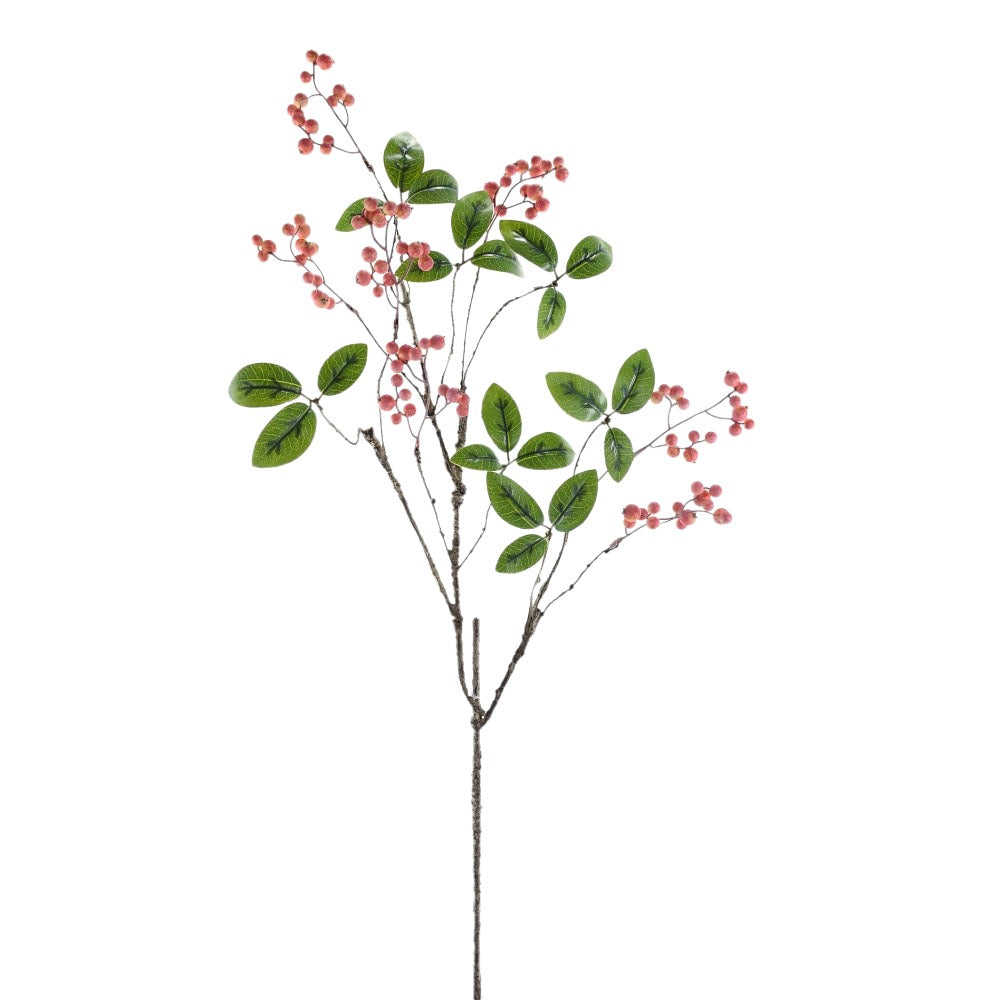Pink Berry Leaves Branch