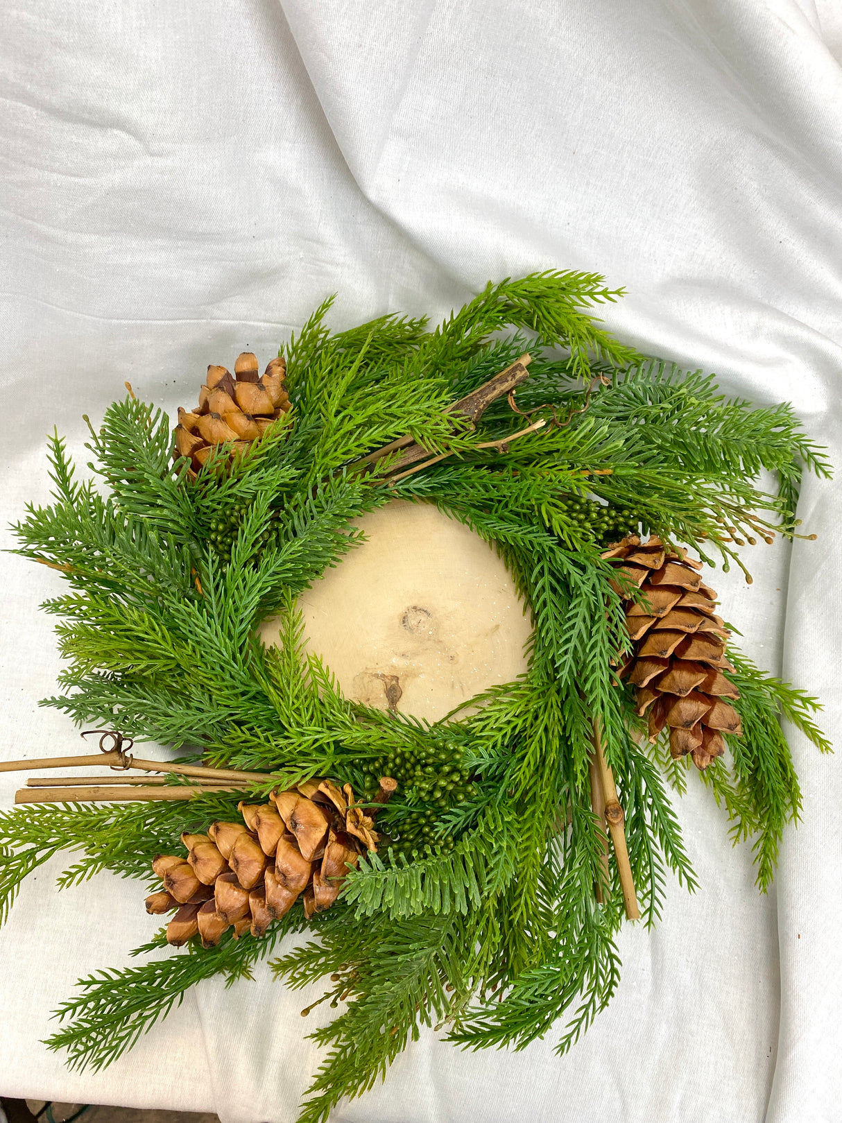 22" Real Touch Fine Pine Candle Ring