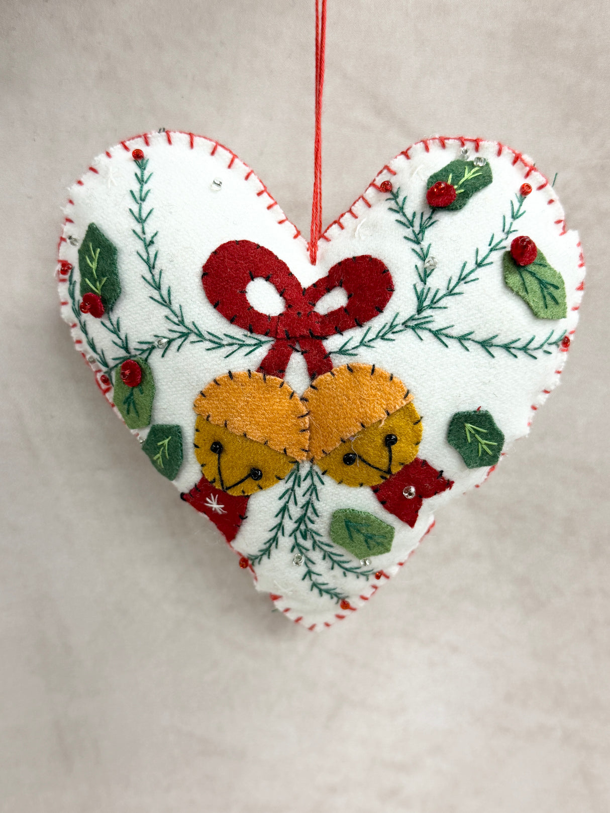 Handmade Heart & Bell Ornament