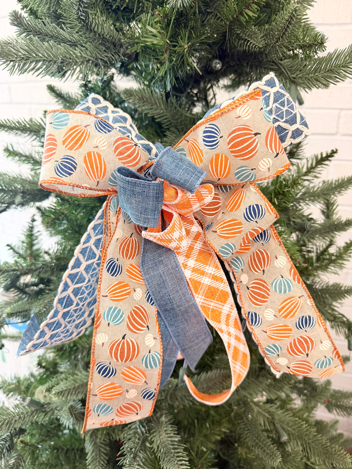 16" Autumn Blue Bow
