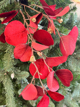 Red Glamour Velvet Eucalyptus Spray