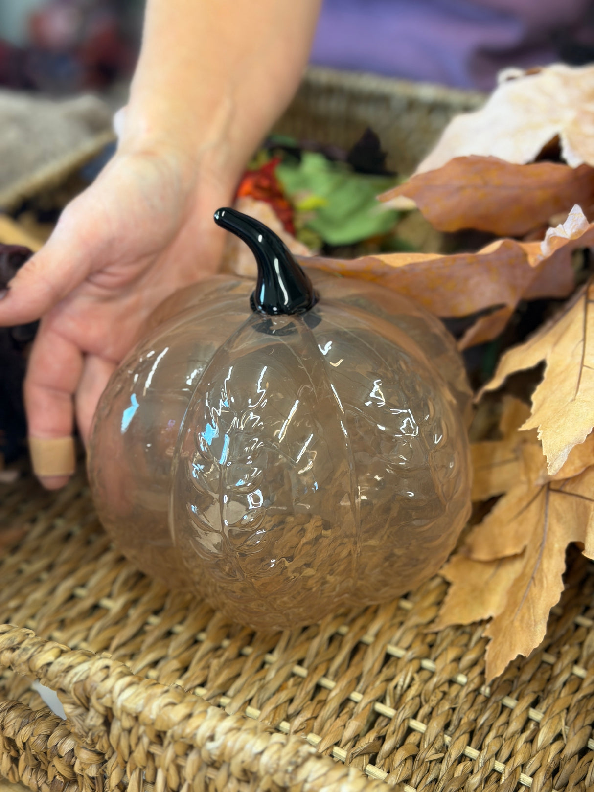 Sleepy Hollow Beige Glass Pumpkin