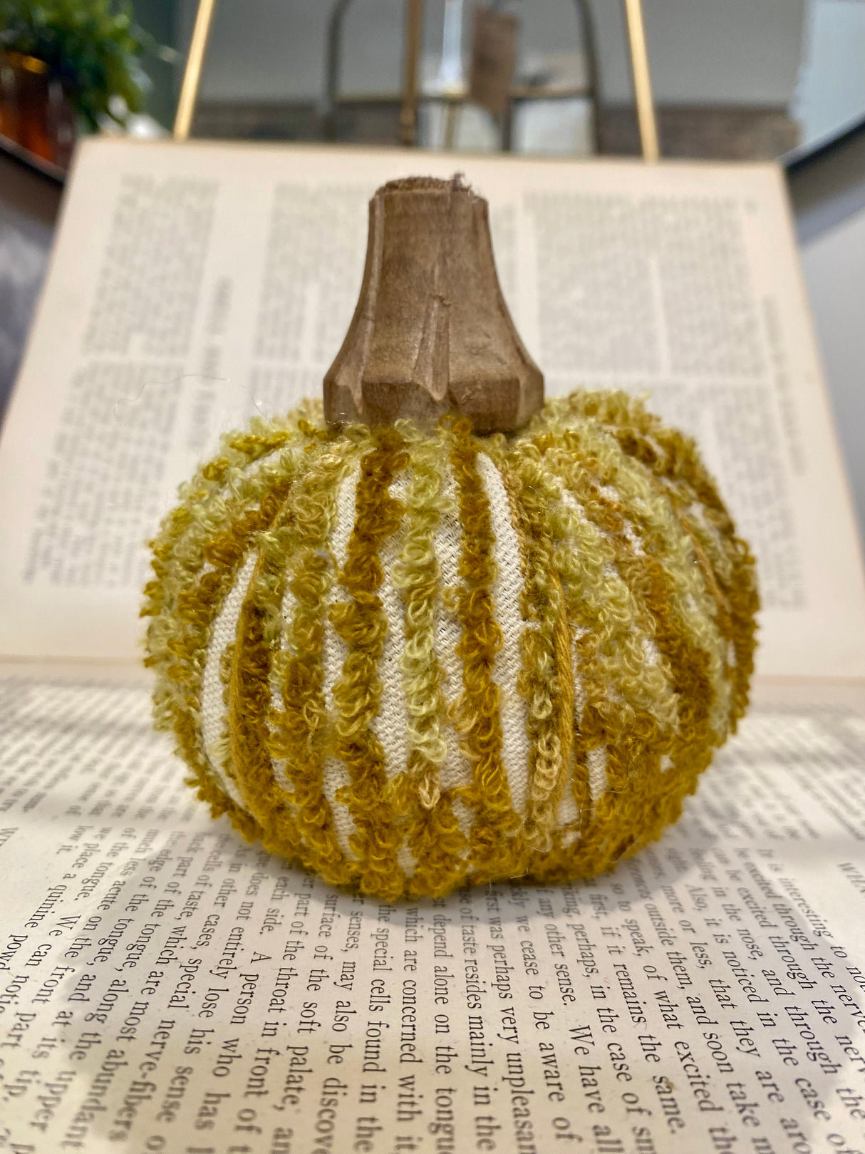 Handmade Cotton Chenille & Mango Wood Pumpkin - 3 Styles