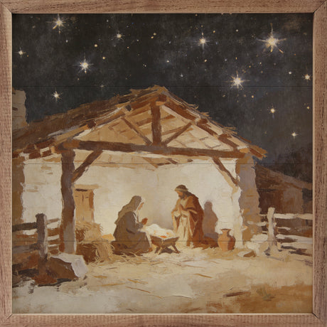 Bethlehem Under Stars Wood Art