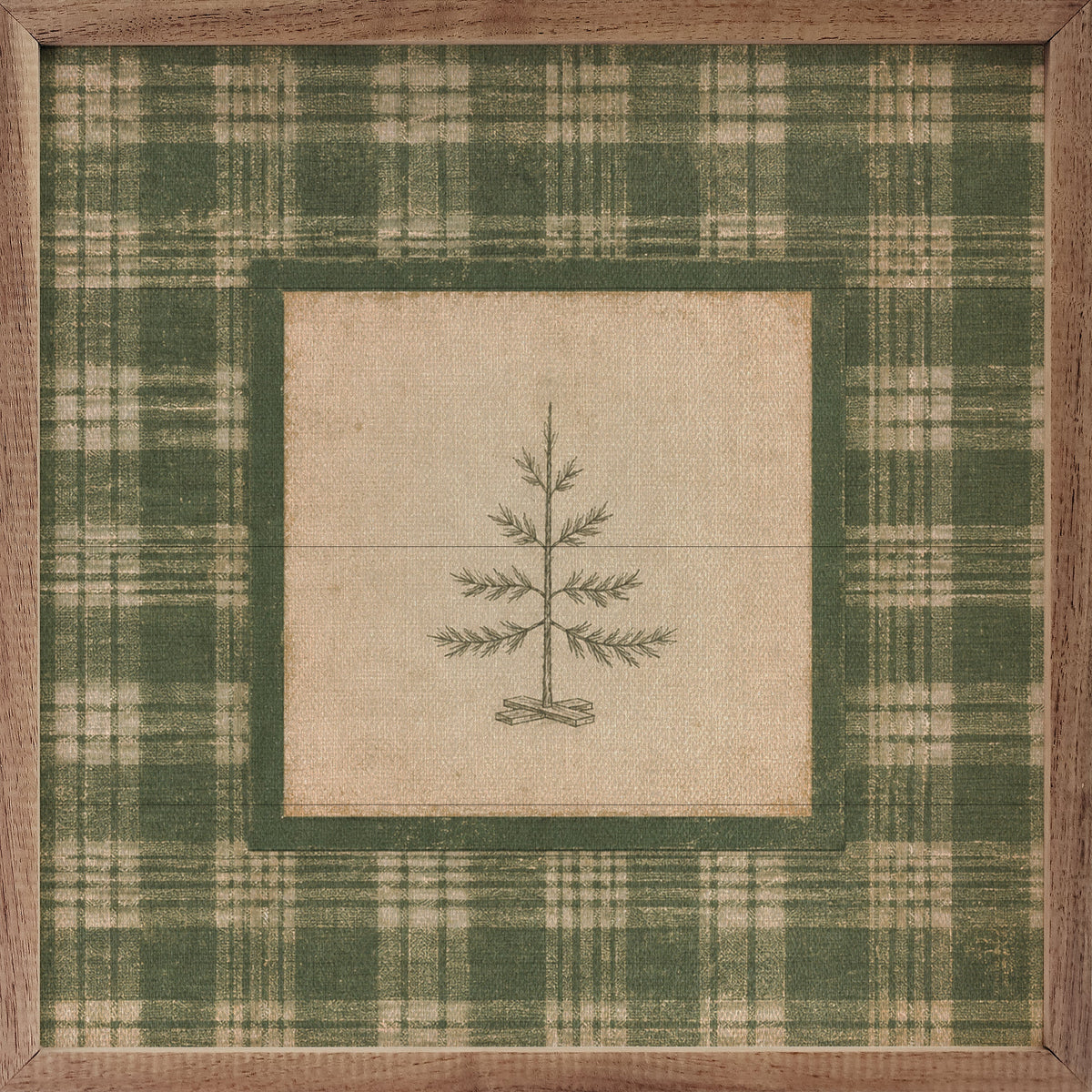 Evergreen Plaid Tree Wood Art