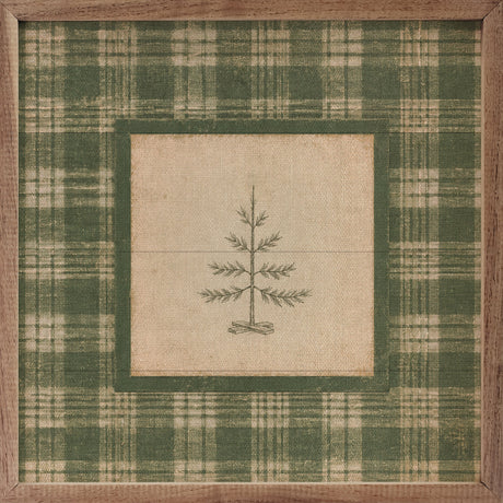 Evergreen Plaid Tree Wood Art