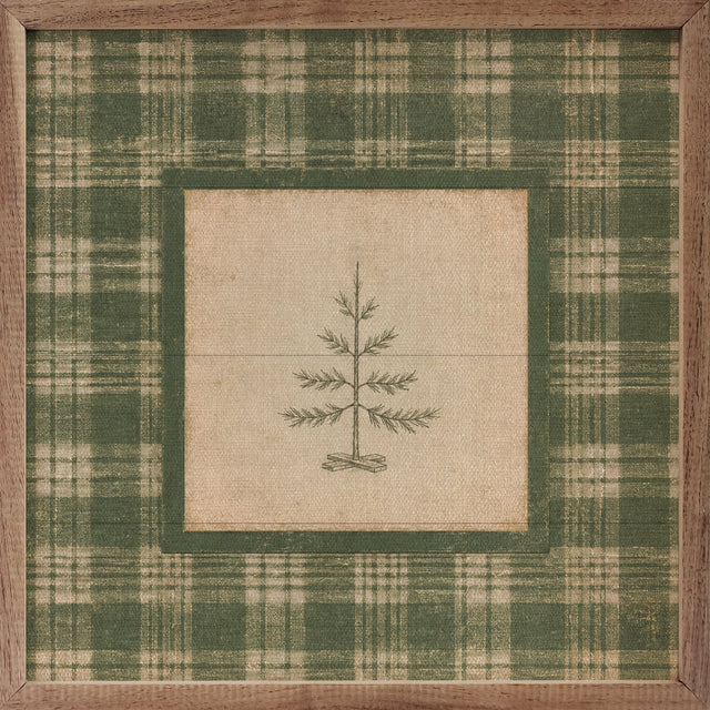 Evergreen Plaid Tree Wood Art