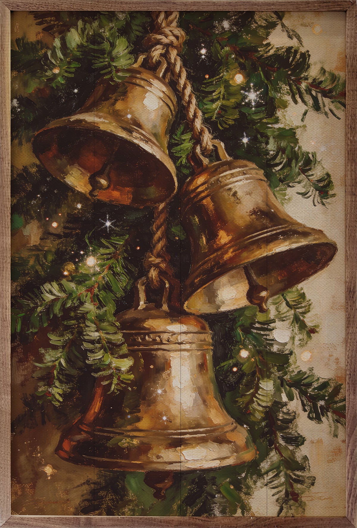 Evergreen Christmas Bells Wood Art