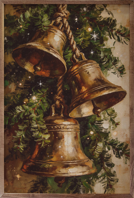 Evergreen Christmas Bells Wood Art