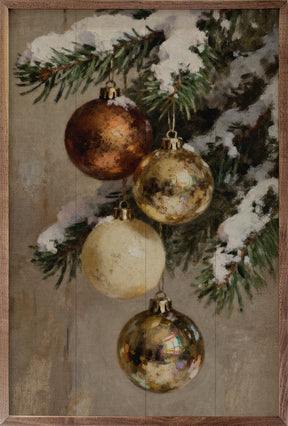 Four Gold And Brown Ornaments Wood Art