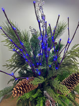Outdoor Blue Lighted Branch Set of 3