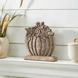 Mango Wood Floral Pumpkin Fall Decor