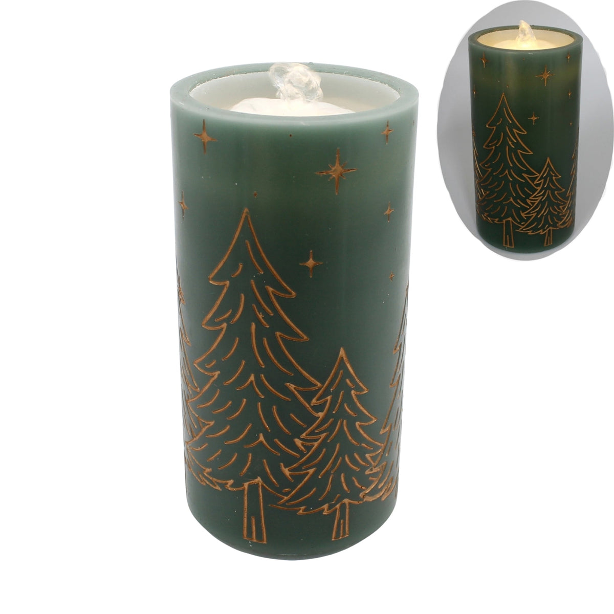 Large Green Forest LED Water Fountain Candle for Christmas home decor from Magnolias Home Decor