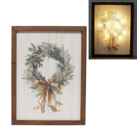 Small Lighted Fabric Wreath Sign