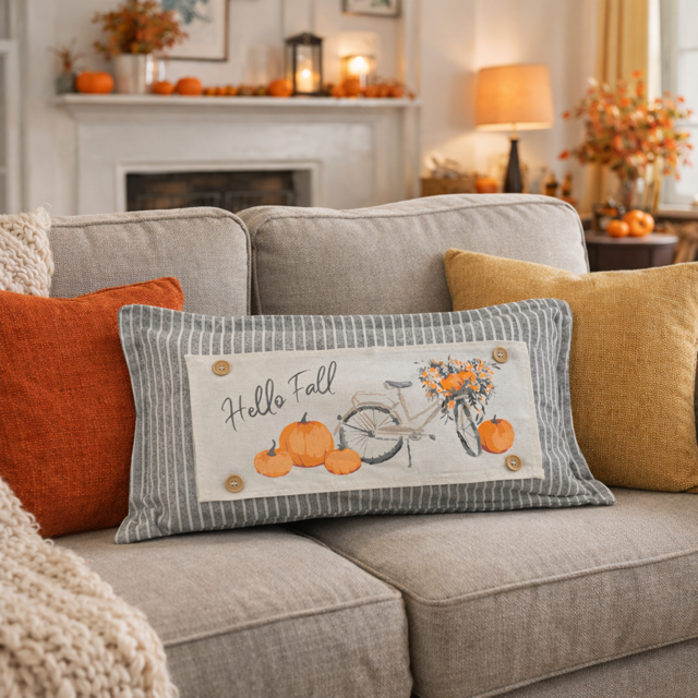 Vintage Fall Bike Interchangeable Pillow Panel