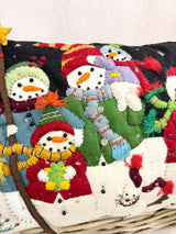 Handmade Black Snowman Pillow