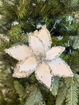 White Poinsettia Sequin Edge Clip
