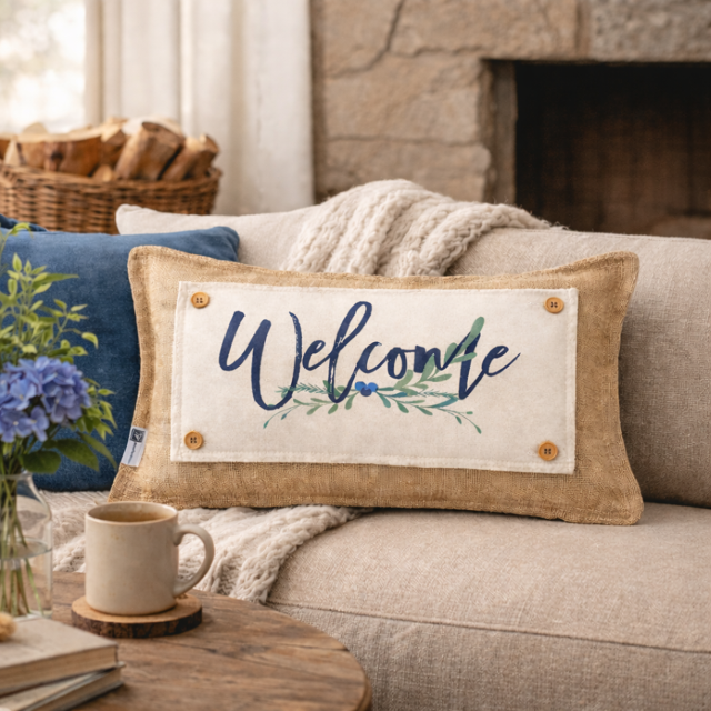 Burlap Stripe Interchangeable Pillow