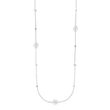 Silver Adorned Pearl Logo Station Necklace