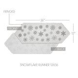 36" Yuletide White Snowflake Christmas Table Runner