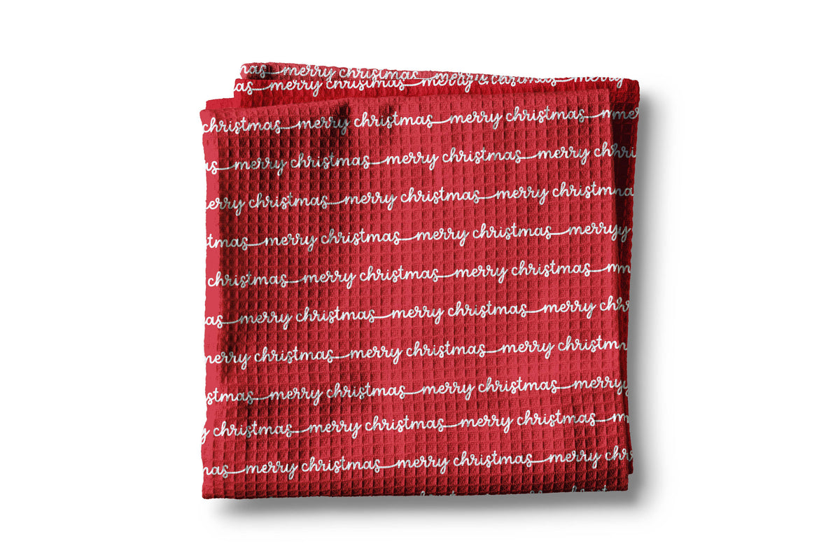 Merry Christmas Whimsical Waffle Tea Towel