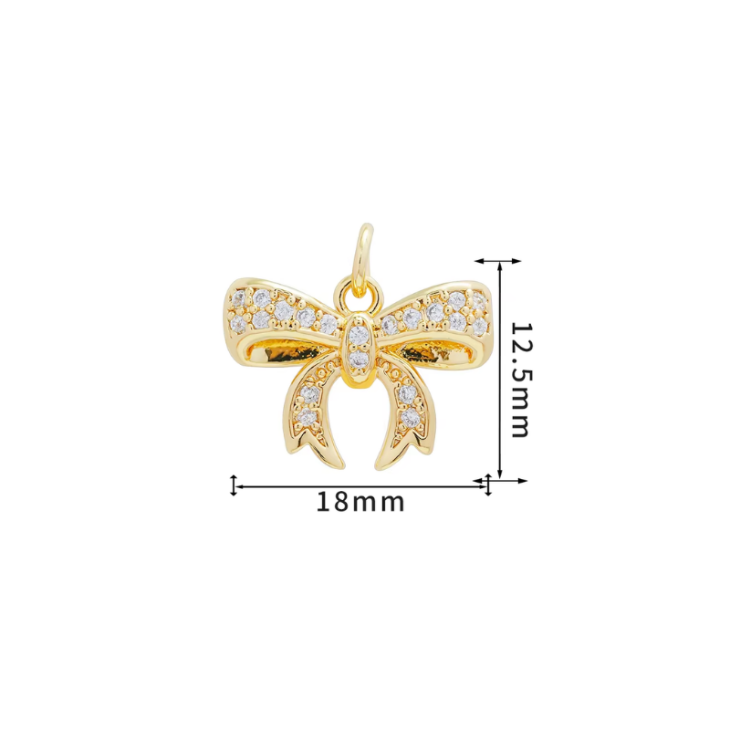 Petite Fancy Bow Charm ~ 18k Gold Plated Brass Charm