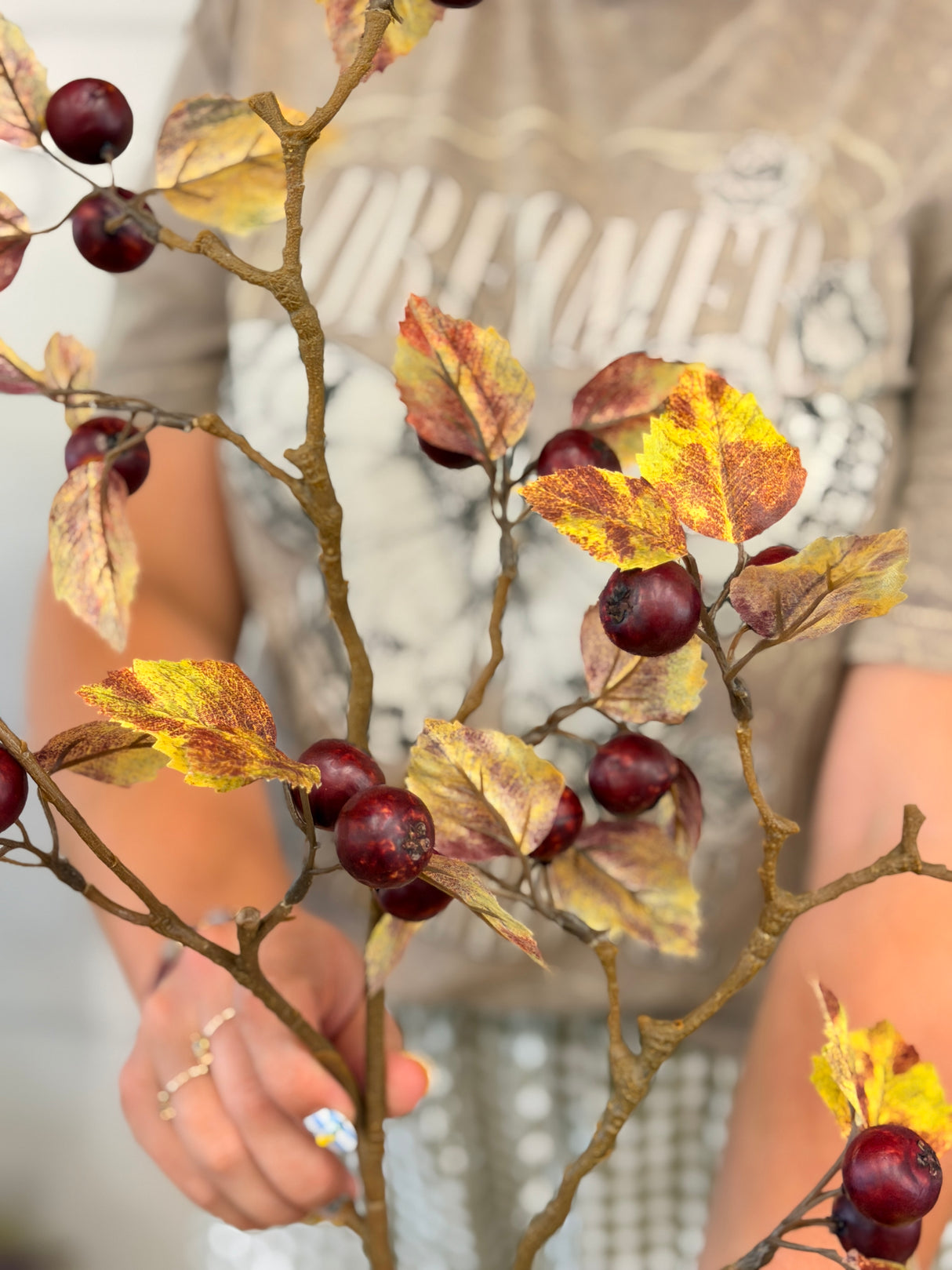 Burgundy Hawthorn Berry Spray
