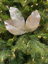 Platinum Glitter Metallic Magnolia Leaf Pick