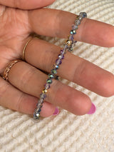 Galaxy Gray with Gold Ball Stretchy Facet Mila-Mix Bracelet