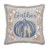 Blue Pumpkin Gather Fall Throw Pillow