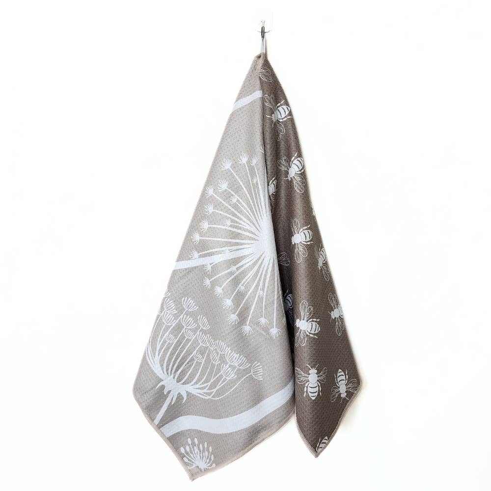 Dandelion Bee Reversible Microfiber Tea Towel