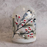 Winter Bird Glass Cloche Luminary