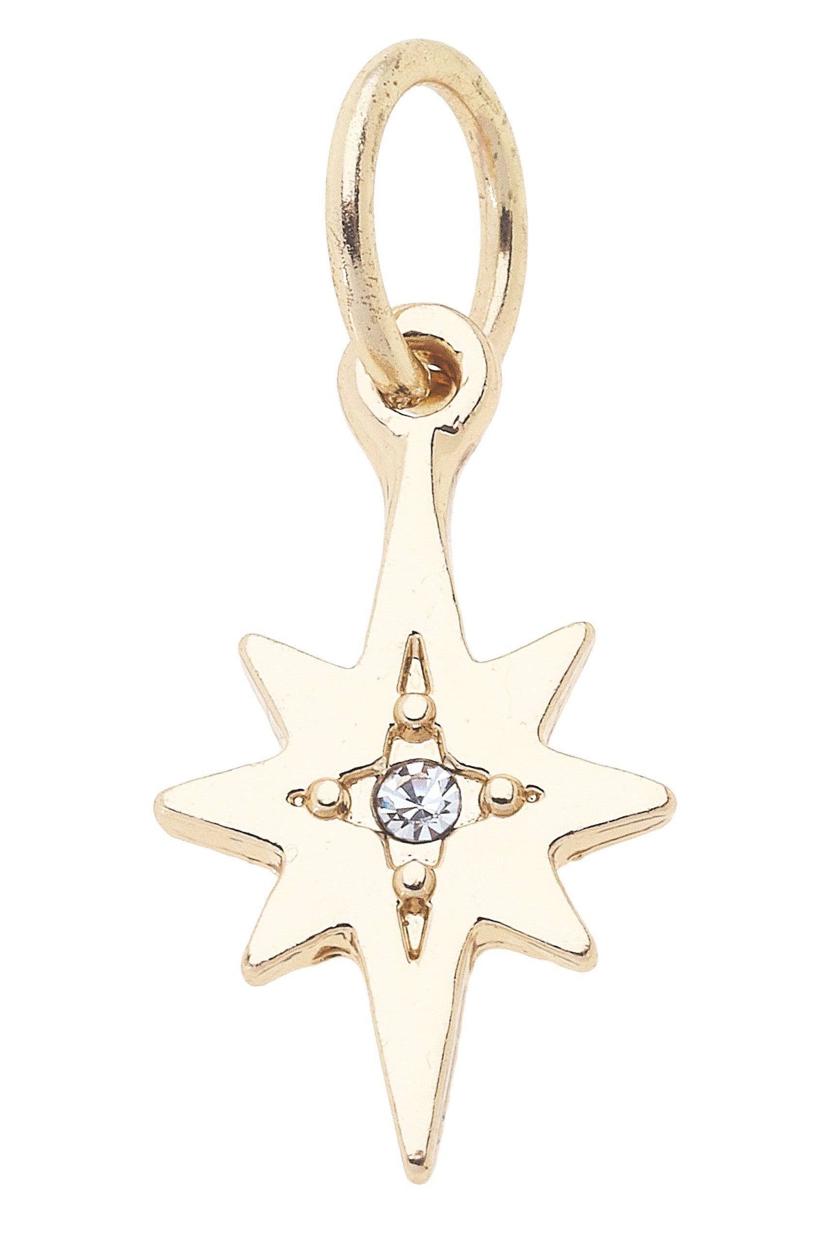 Rhinestone Starburst Charm in Shiny Gold