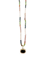 Tyson Black Beaded Necklace with CZ Charm