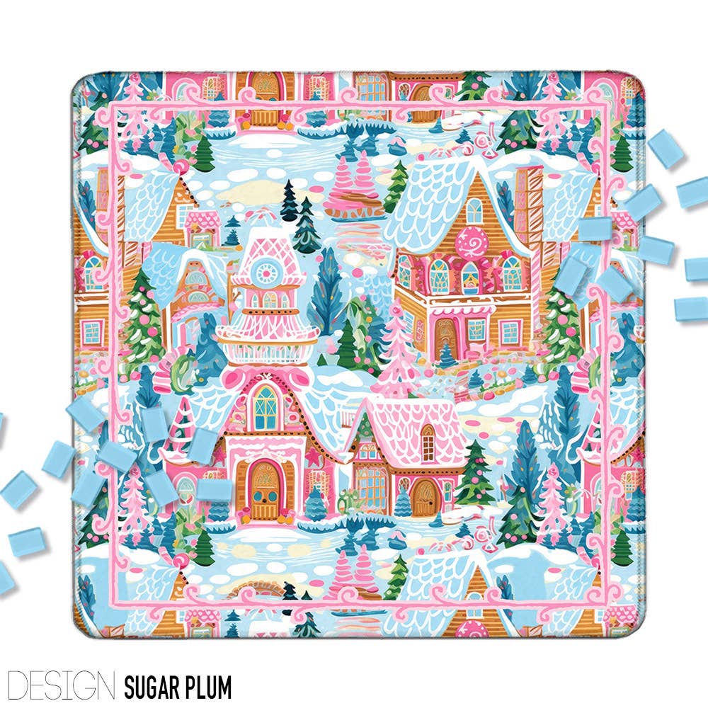 Mahjong Mat 31" Neoprene Winter Sugar Plum with bag