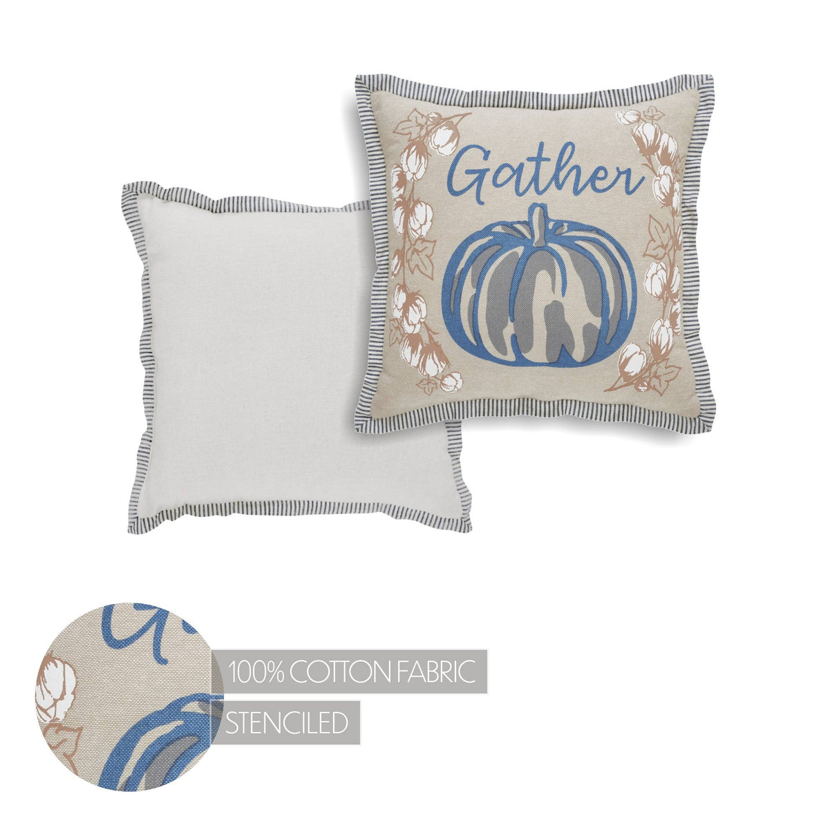 Blue Pumpkin Gather Fall Throw Pillow