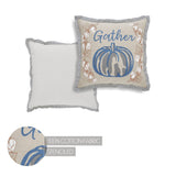 Blue Pumpkin Gather Fall Throw Pillow