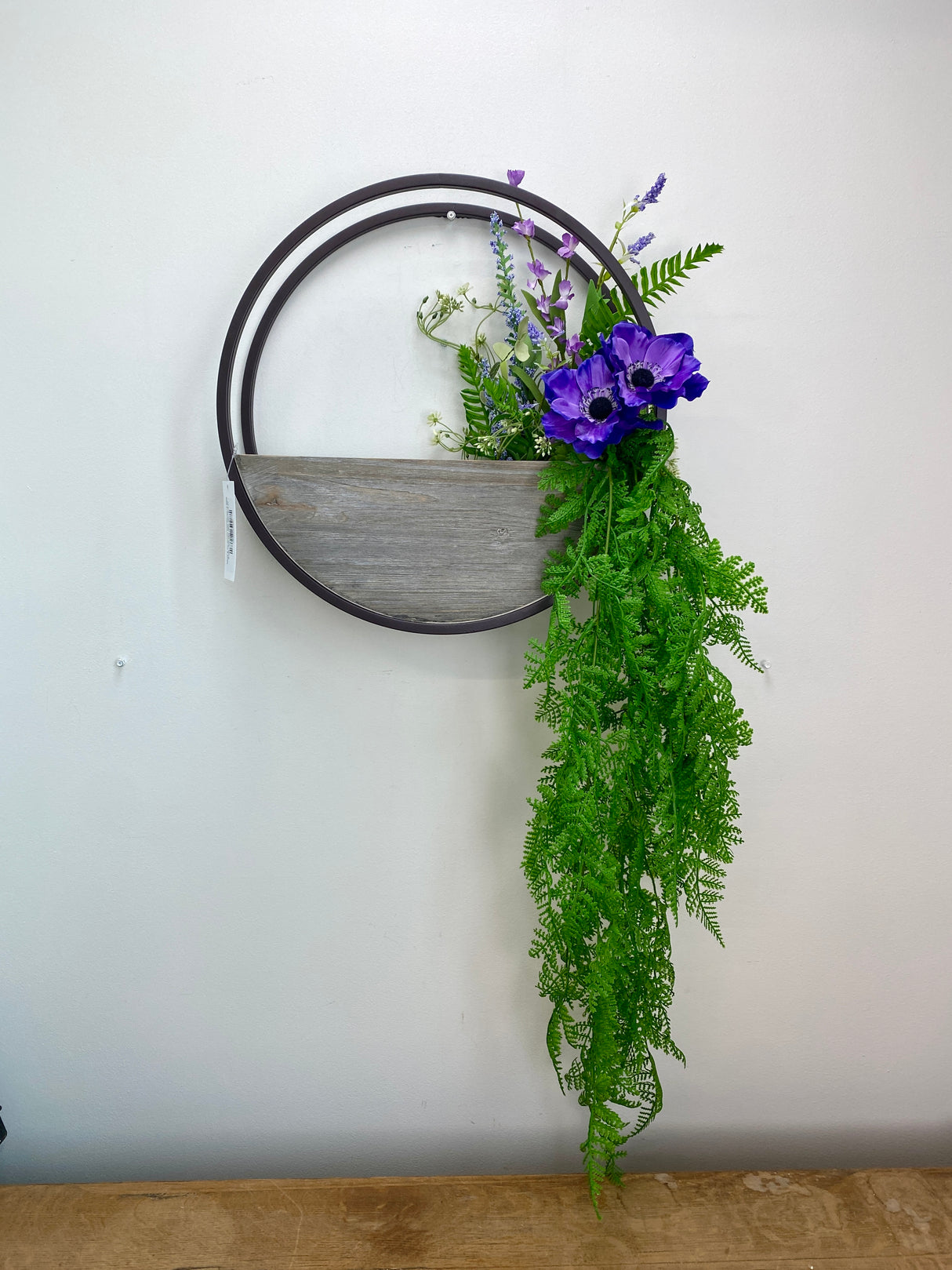 Wood & Tin Round Wall Planter -2 Sizes