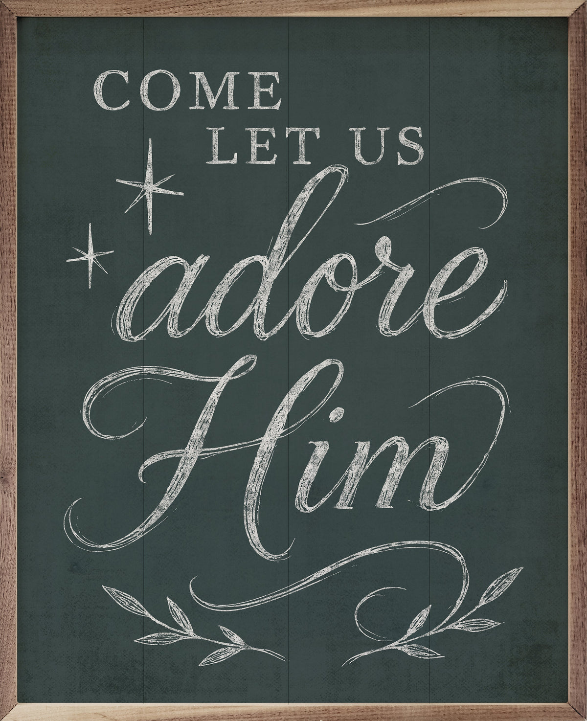 Come Let Us Adore Him Blue Wood Art