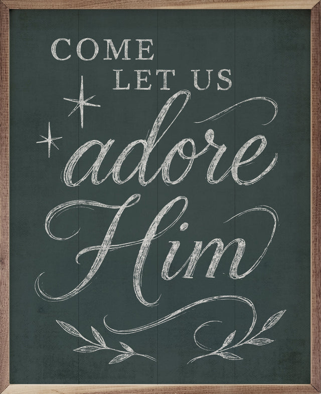 Come Let Us Adore Him Blue Wood Art