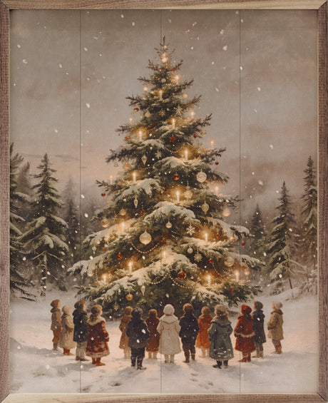 Gathering Around The Christmas Tree Wood Art